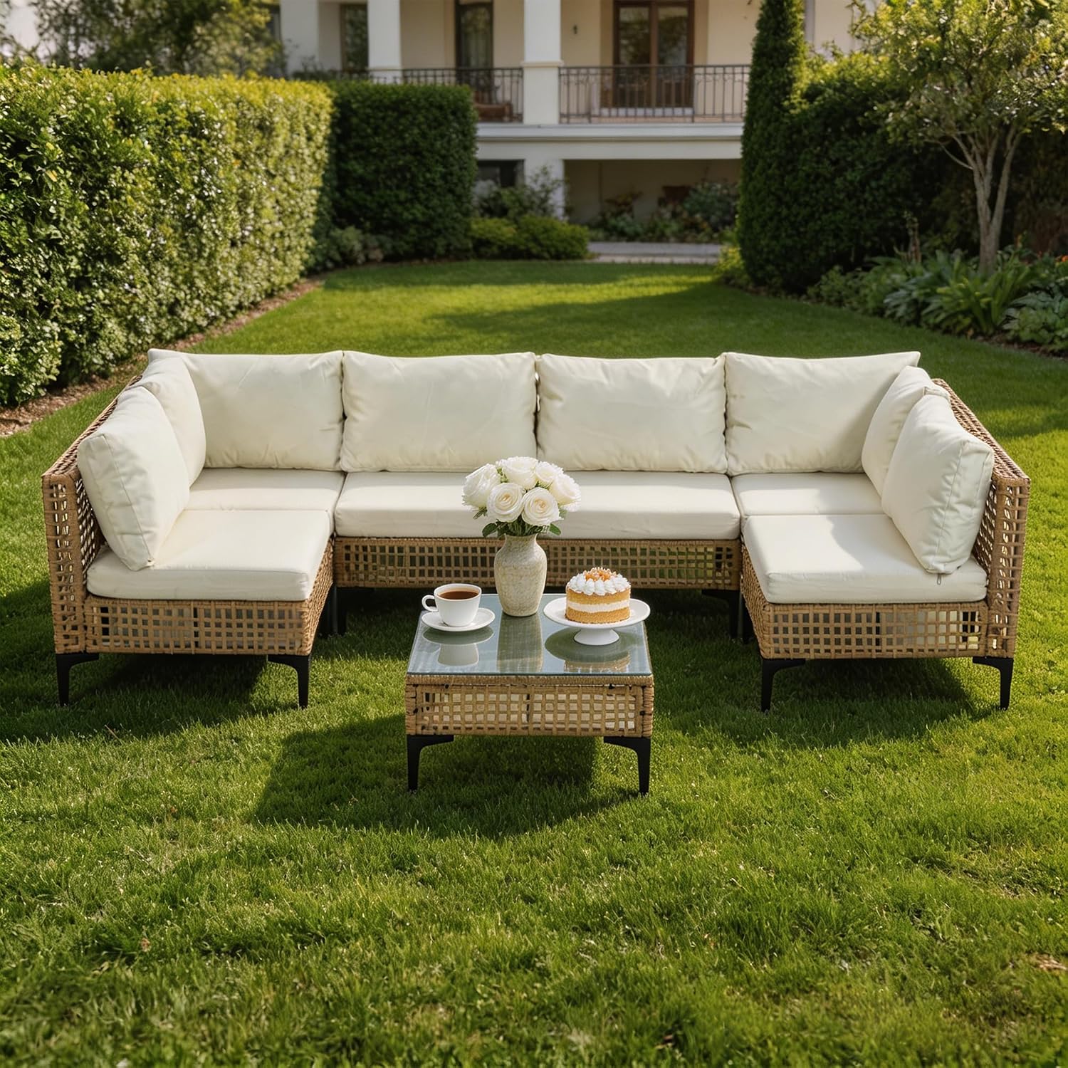 7 PCs Outdoor Patio Furniture  - đánh giá và giá Outdoor Furniture Luxury